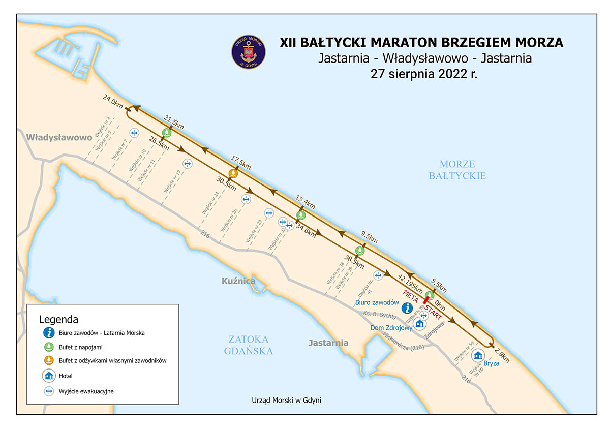 Trasa maratony Brzegiem Morza 2022